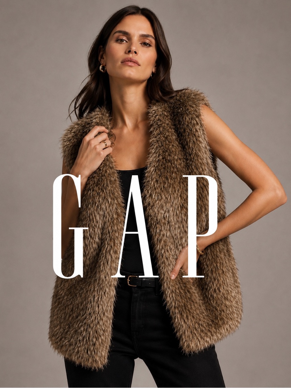 GAP Brown Faux Fur Vest